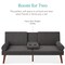 Best Choice Products Fabric Upholstered Convertible Futon w/ Rounded Armrests, Wooden Legs, 2 Cupholders